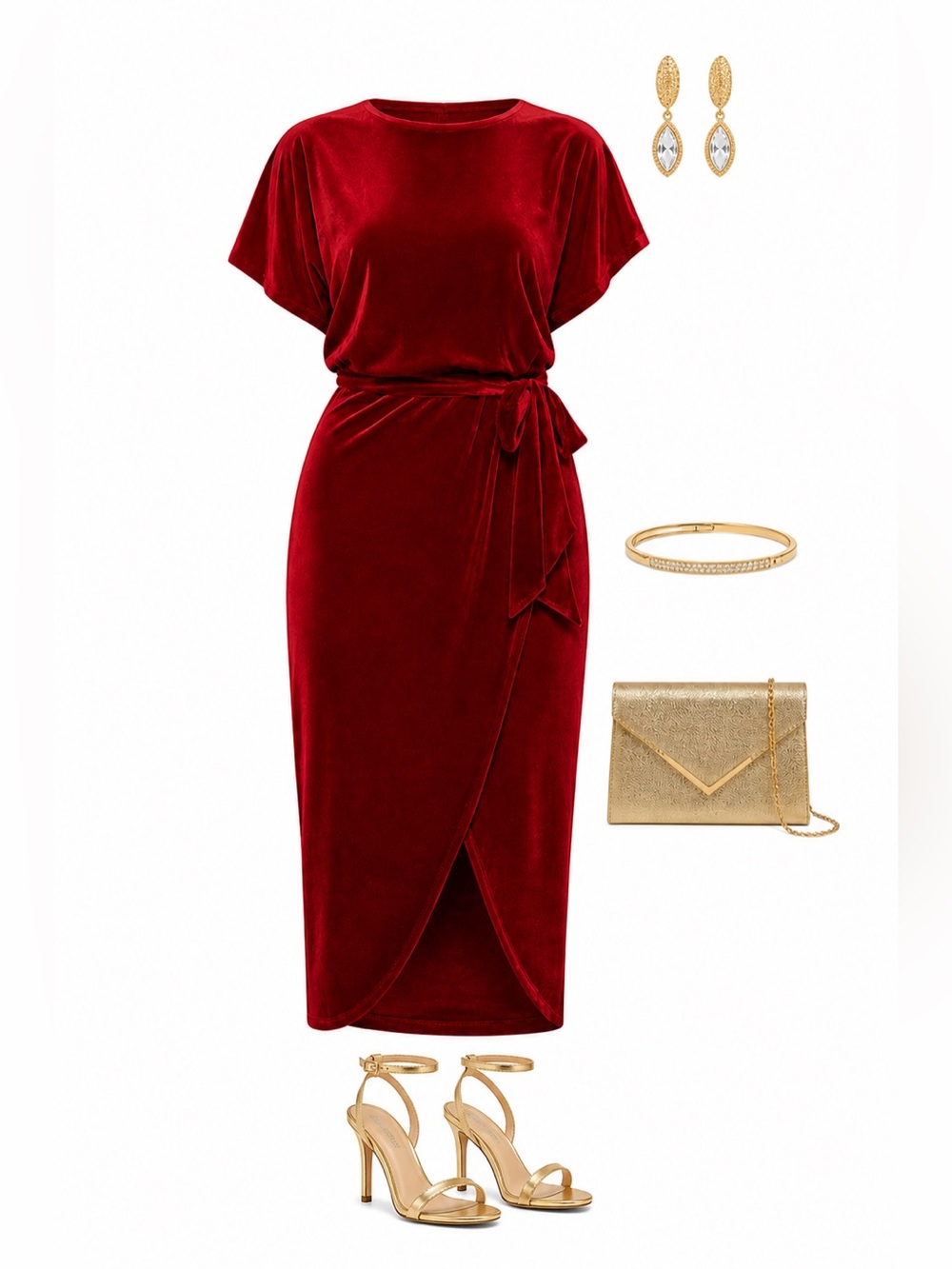 Kensie Red Asymmetrical Velvet Dress